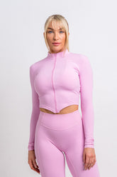 pink cropped jacket